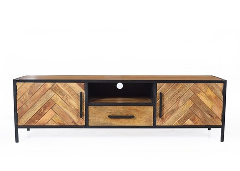 Tv-alus BROOKLYN naturaalne puit / must, 150x40xH45 cm