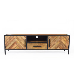 Tv-alus BROOKLYN naturaalne puit / must, 150x40xH45 cm