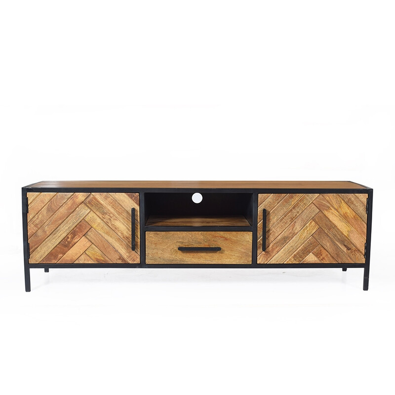 Tv-alus BROOKLYN naturaalne puit / must, 150x40xH45 cm