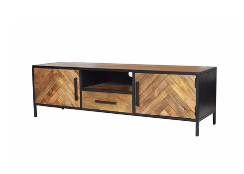 Tv-alus BROOKLYN naturaalne puit / must, 150x40xH45 cm