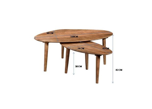 Diivanilaudade komplekt XAVIER naturaalne puit, 2 tk