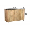 Kummut PEBBLES naturaalne puit / must, 143x45xH80 cm