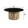 Diivanilaud NOVA must marmor / naturaalne puit, 70x70xH36 cm