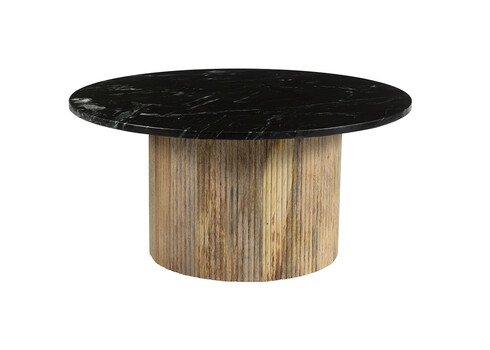 Diivanilaud NOVA must marmor / naturaalne puit, 70x70xH36 cm