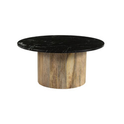 Diivanilaud NOVA must marmor / naturaalne puit, 70x70xH36 cm