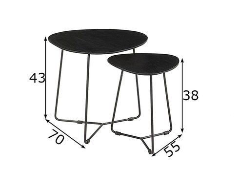 Diivanilaudade komplekt IVY must, 2 tk
