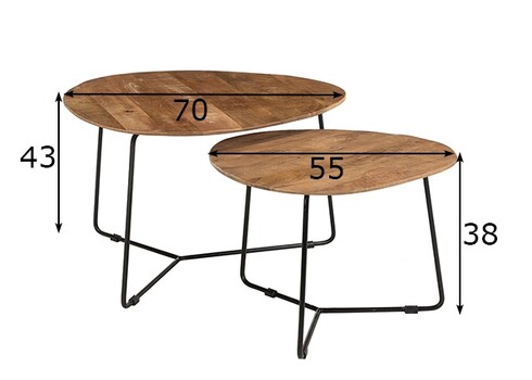 Diivanilaudade komplekt IVY naturaalne puit / must, 2 tk