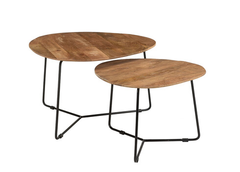 Diivanilaudade komplekt IVY naturaalne puit / must, 2 tk