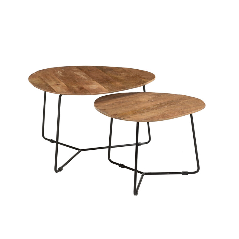 Diivanilaudade komplekt IVY naturaalne puit / must, 2 tk