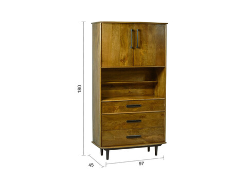 Kapp-riiul ELIAS naturaalne puit, 97x45xH180 cm
