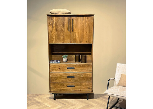 Kapp-riiul ELIAS naturaalne puit, 97x45xH180 cm