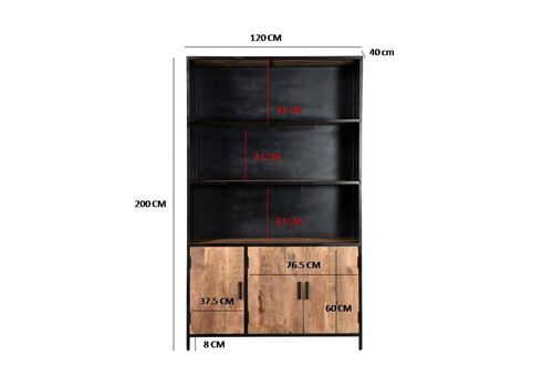 Kapp-riiul STURDY must / naturaalne pruun, 120x40xH200 cm