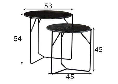 Diivanilaudade komplekt MARBLE must, 2 tk