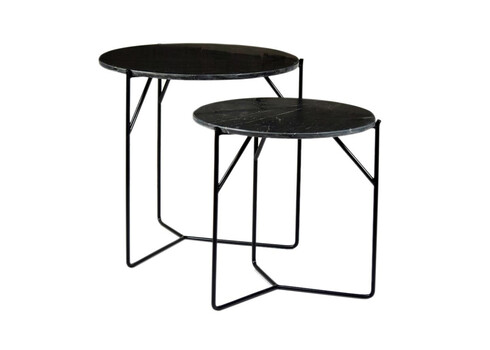 Diivanilaudade komplekt MARBLE must, 2 tk