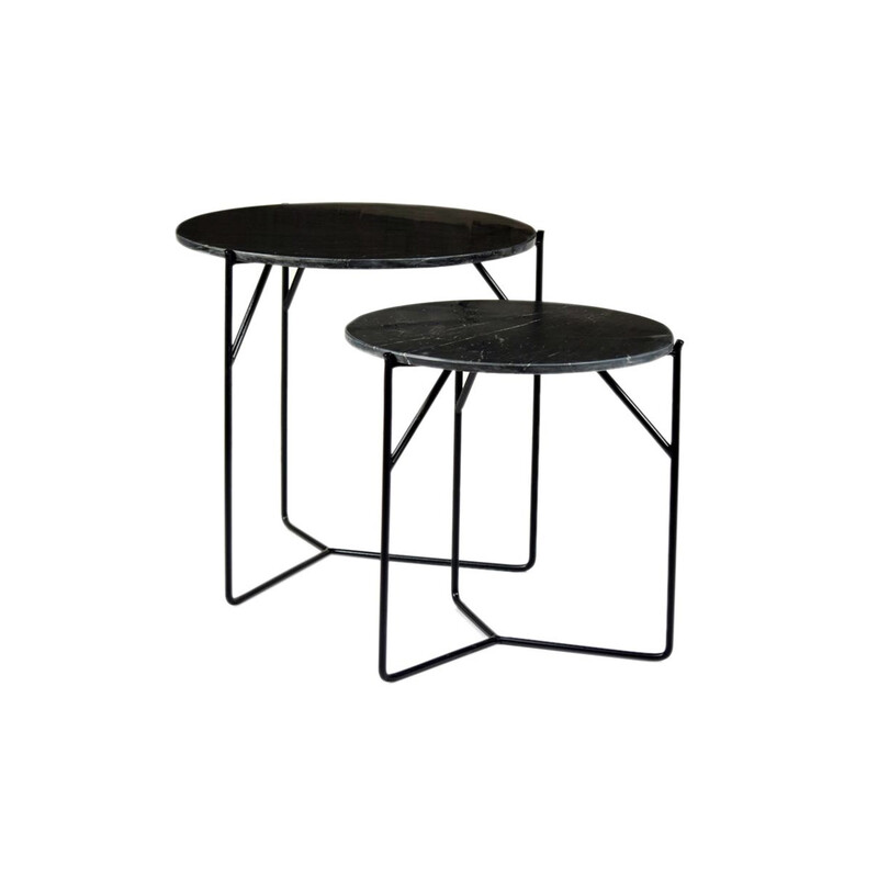 Diivanilaudade komplekt MARBLE must, 2 tk