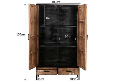 Kapp STURDY must / naturaalne pruun, 100x40xH170 cm