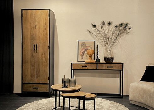 Konsoollaud STURDY naturaalne pruun / must, 120x35xH80 cm