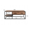 Diivanilaud STURDY naturaalne pruun / must, 120x70xH45 cm