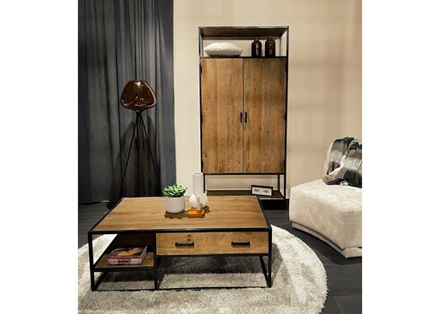 Diivanilaud STURDY naturaalne pruun / must, 120x70xH45 cm