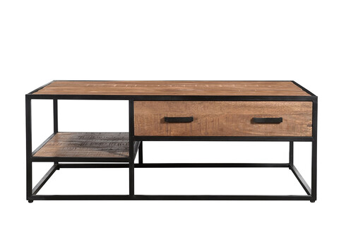 Diivanilaud STURDY naturaalne pruun / must, 120x70xH45 cm