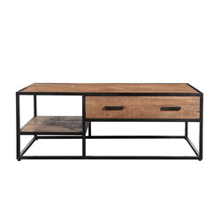 Diivanilaud STURDY naturaalne pruun / must, 120x70xH45 cm