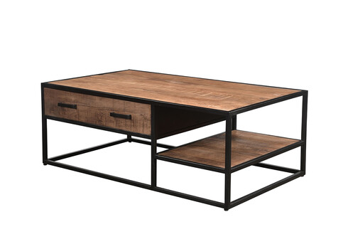 Diivanilaud STURDY naturaalne pruun / must, 120x70xH45 cm