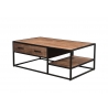 Diivanilaud STURDY naturaalne pruun / must, 120x70xH45 cm