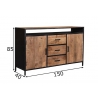 Kummut STURDY naturaalne pruun / must, 150x40xH85 cm