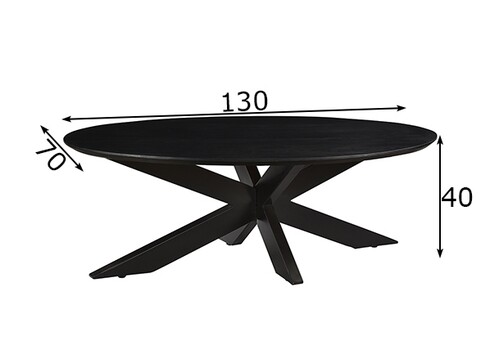 Diivanilaud OSLO must, 130x70xH40 cm