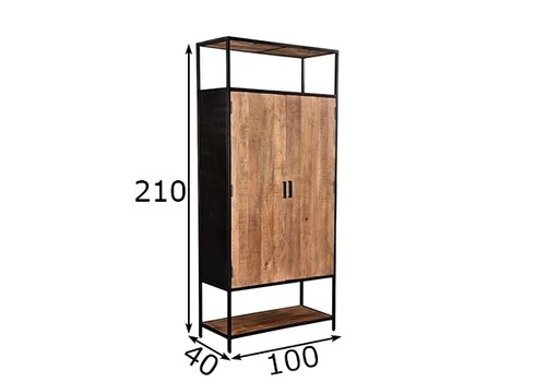 Kapp STURDY naturaalne pruun / must, 100x40xH210 cm