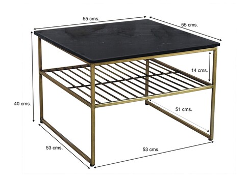 Diivanilaud DIAN must / kuldne, 55x55xH40 cm