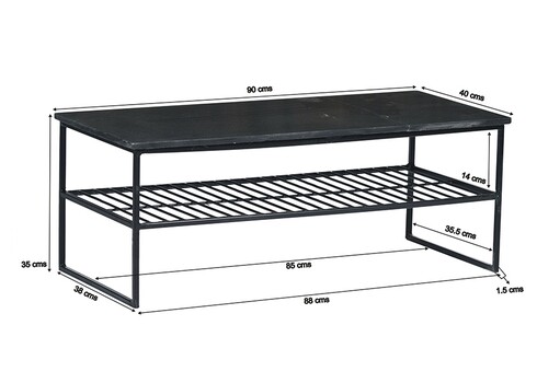 Diivanilaud DIAN must, 90x40xH55 cm