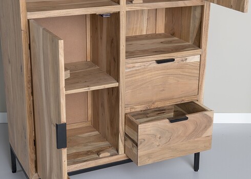 Kapp-riiul OSLO hele puit / must, 86x40xH155 cm