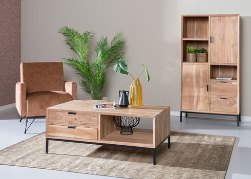 Kapp-riiul OSLO hele puit / must, 86x40xH155 cm