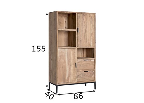 Kapp-riiul OSLO hele puit / must, 86x40xH155 cm