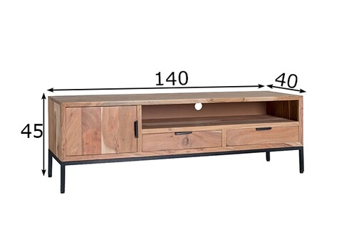 Tv-alus OSLO hele puit / must, 140x40xH45 cm