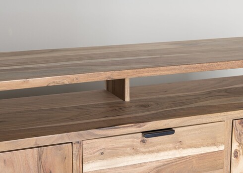 Kummut OSLO hele puit / must, 140x40xH85 cm