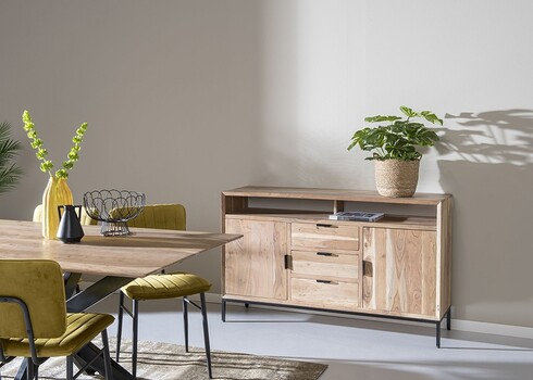 Kummut OSLO hele puit / must, 140x40xH85 cm