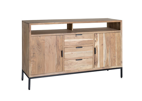 Kummut OSLO hele puit / must, 140x40xH85 cm