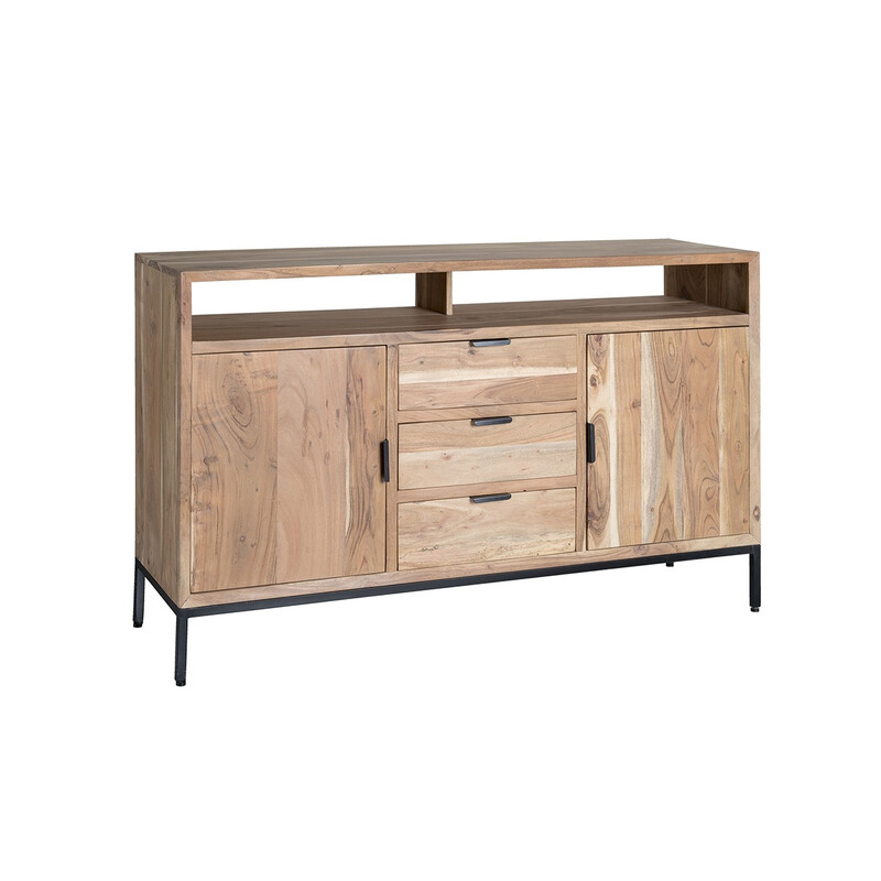 Kummut OSLO hele puit / must, 140x40xH85 cm