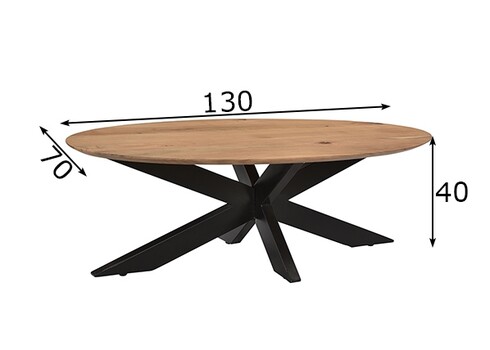 Diivanilaud OSLO hele puit / must, 130x70xH40 cm