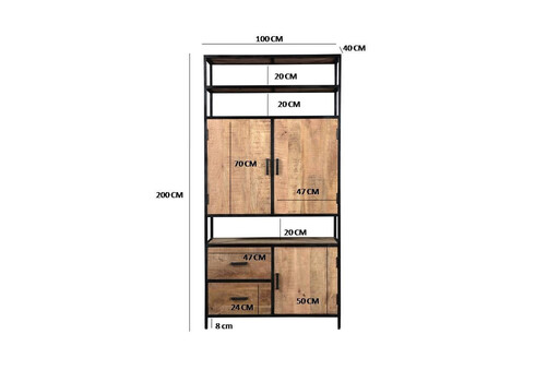 Kapp-riiul STURDY naturaalne pruun / must, 100x40xH200 cm