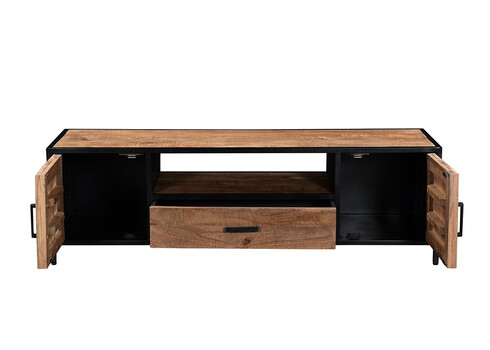 Tv-alus STURDY naturaalne puit / must, 160x40xH45 cm