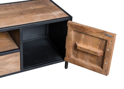 Tv-alus STURDY naturaalne puit / must, 160x40xH45 cm