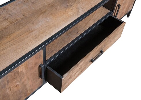 Tv-alus STURDY naturaalne puit / must, 160x40xH45 cm