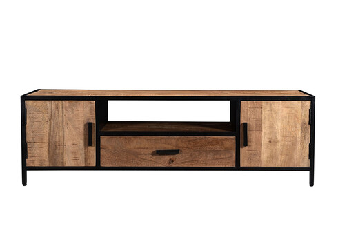 Tv-alus STURDY naturaalne puit / must, 160x40xH45 cm