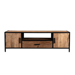 Tv-alus STURDY naturaalne puit / must, 160x40xH45 cm
