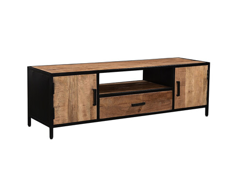 Tv-alus STURDY naturaalne puit / must, 160x40xH45 cm