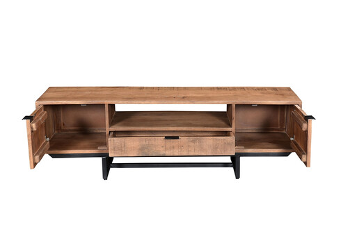 Tv-alus VALDEZ naturaalne puit / must, 150x40xH45 cm