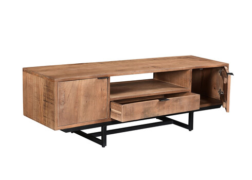 Tv-alus VALDEZ naturaalne puit / must, 150x40xH45 cm